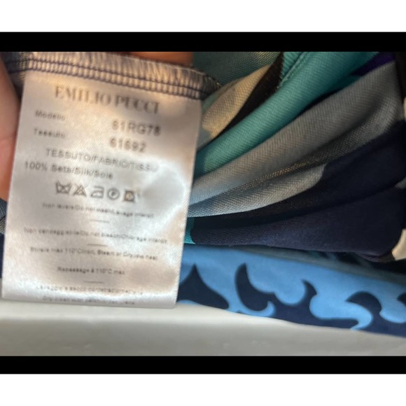 Emilio Pucci Blue multicolor midi dress Sz 6 y2k - Picture 12 of 13